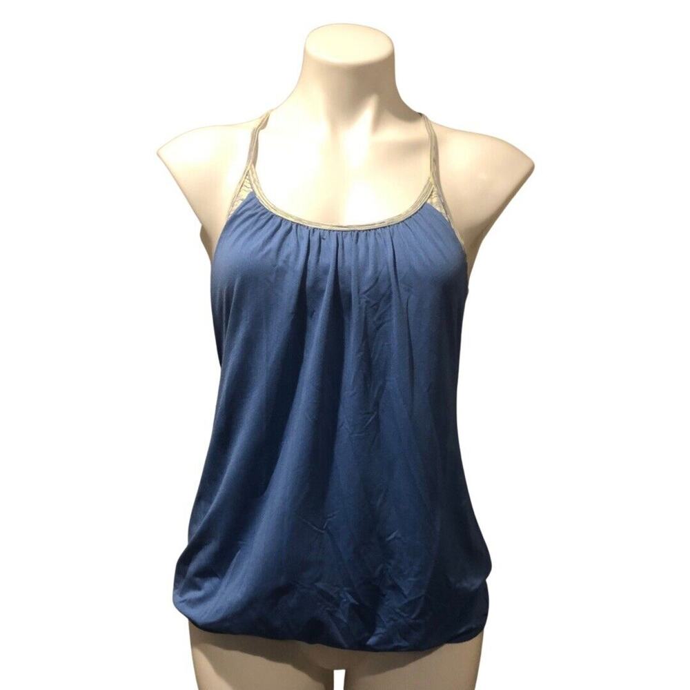 Lululemon Athletica Tank Top 6 Blue W/ Sports Bra Racerback Loose Fit Scoop Neck - Picture 1 of 14